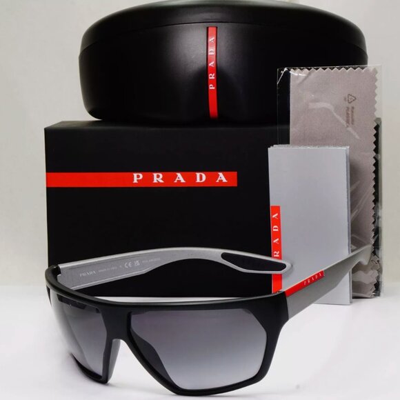 Prada Polarized Black Rubber 67mm Sunglasses - Picture 1 of 7